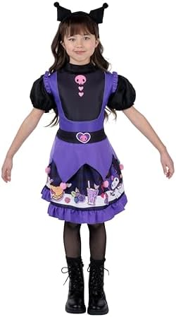 Hello Kitty and Friends Kuromi Official Youth Halloween Dress - Premium Quality Printed Dress with Headband