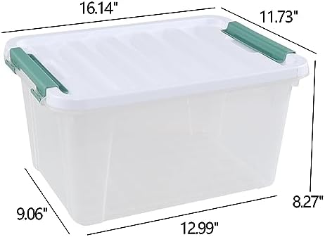 6-Pack Plastic Storage Bins with Lids, 20 L Clear Storage Containers