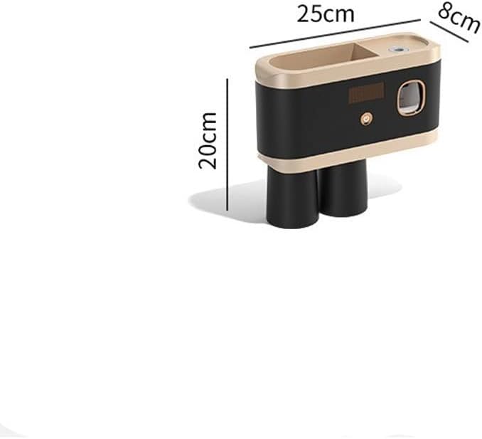 Toothbrush Rack Smart Toothbrush Holder Wall Mount Toothbrush Holder with Mouthwash Cup Automatic Toothpaste Dispenser Squeeze Kit Bathroom Toothbrush Holder(A)