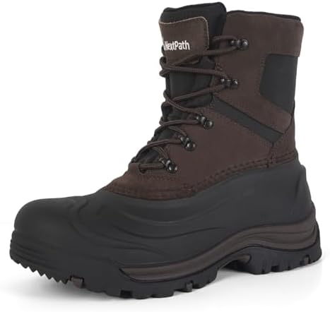 Men's Snow Boots, Waterproof Leather Winter Boots for Men