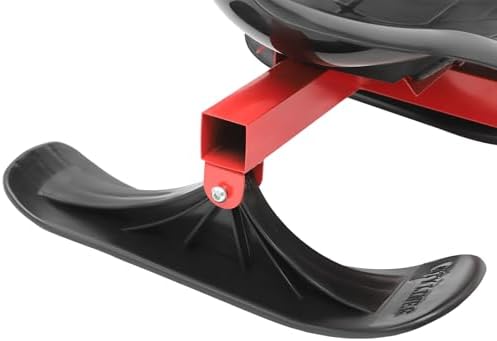 Snow Racer Sled, 198LBS Capacity Adjustable Length Snow Racer Scooter with 5.9ft Rope, Plastic Modern Red Ski Slider for Outdoor Skiing, Skating, Sand Sliding