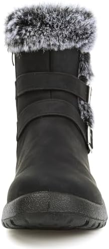 Womens Snow Boots Leather Winter Warm Boots Platform Ankle Booties