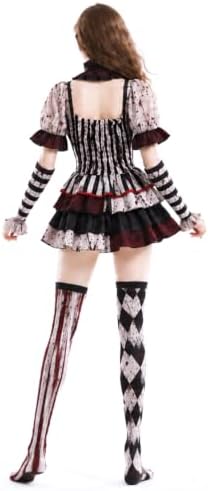 Women Scary Clown Costume Dress Halloween Cosplay Outfit