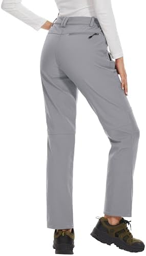 MAGCOMSEN Women's Fleece Lined Waterproof Insulated Snow Ski Pants Winter Warm Hiking Pants Outdoor Softshell