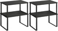 SONGMICS Cabinet Organizer Shelf, Set of 2 Kitchen Counter Shelves, Kitchen Storage, Spice Rack, Stackable, Expandable, Metal and Engineered Wood, Ink Black and Charcoal Black UKCS02B01 (Pack of 2)