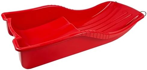 Snow Sled for Kids - SnowBoat Sledge - Single Rider Toboggan with Pull Rope; Outdoor Plastic Winter Sleigh for Toddlers & Kids