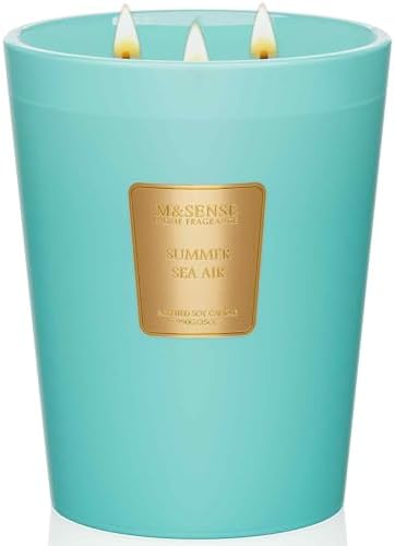 M&SENSE Summer Sea Air Soy Candle, 35oz 3-Wick, Summer Housewarming Gift