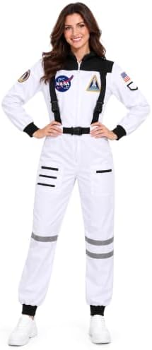Women's Astronaut Costume, Adult Space Jumpsuit for Halloween