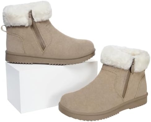 Hsyooes Snow Boots for Women Suede Leather Winter Boots Warm