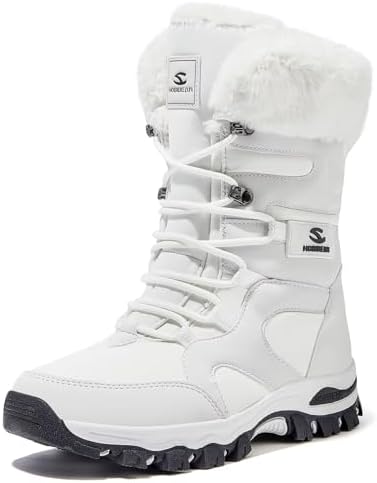 HOBIBEAR Women's Mid-Calf Faux Fur Snow Boots, Water-Resistant Winter Boots