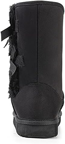 KRABOR Womens Suede Snow Boots Mid-Calf Winter Shoes with Side Bows
