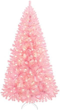 Yaheetech 6ft Pre-lit Christmas Tree with 300 Warm White Lights, Pink