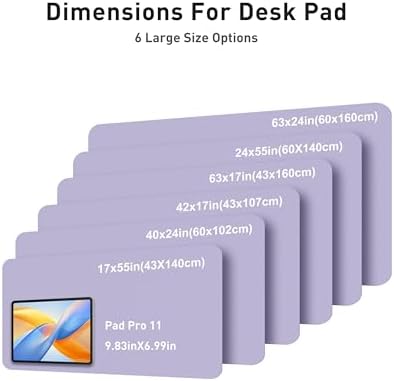 Aothia Faux Leather Desk Mat - Large Mouse Pad, Non-Slip PU Leather Blotter, Waterproof Writing Surface for Office and Home (Lavender, 40" x 24")