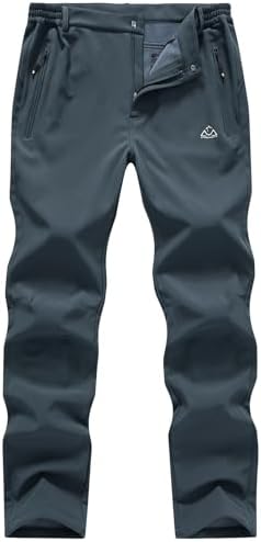 Gopune Men's Fleece Lined Snow Ski Pants Winter Waterproof Hiking Pants