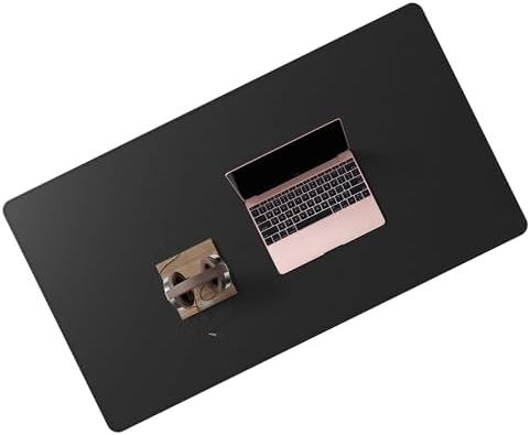 Cacoy 36"x20" XXL Leather Desk Mat Black, Waterproof Desk Blotter Protector