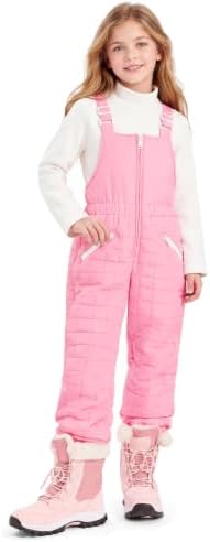 Haloumoning Girls Snow Bibs Kids Quilted Ski Overalls Waterproof Snow Pants
