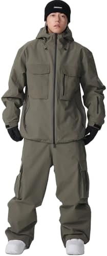 Women's Baggy Snow Snowboard Pants Loose Fit Cargo Ski Pants Bibs Insulated