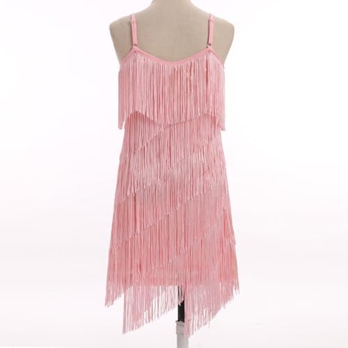 IDOPIP Kids Girls 1920s Flapper Dress Tassels Sequins Fringe Latin Dance Dress Gatsby Halloween Party Ballroom Dance Costumes