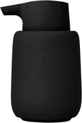blomus Sono Soap Dispenser 250 ml Ceramic Hand Soap Dispenser in Black Diameter 8 x 14 H cm Colour Black Liquid Soap Dispenser with Pump Head