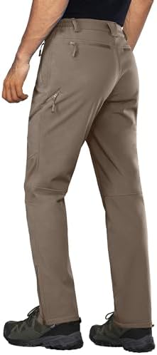 Stlight Mens Snow Ski Water Repellent Softshell Pants for Winter Hiking Fleece Lined Bottom Leg Zipper with 6 Zip Pockets