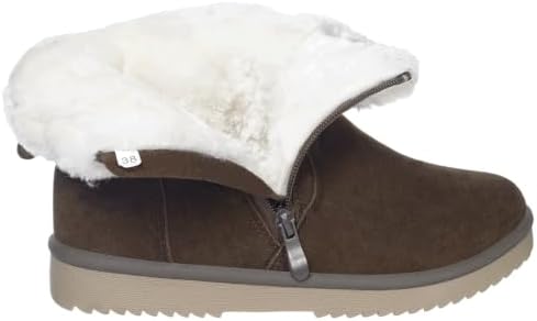 Hsyooes Snow Boots for Women Suede Leather Winter Boots Warm