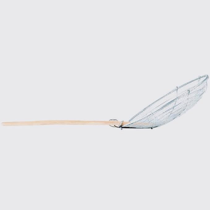 12-Inch Galvanized Steel Spider Strainer – Fine Mesh Skimmer with Natural Bamboo Handle for Cooking & Frying Ideal for Home & Professional Kitchens