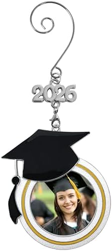 Graduation Photo Ornament 2026 & 2027 with Dated Charms, Graduation Cap Keepsake Ornament for Senior Students, High School or College Graduation Gift, Graduate Decoration, Gift Bag Included, 3 Inch
