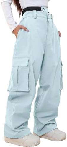 Women's Baggy Snow Snowboard Pants Loose Fit Cargo Ski Pants Bibs Insulated
