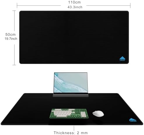Cacoy 43" x 20" Extended Gaming Mouse Pad XXL, Large Mouse Mat with Stitched Edges, Non-Slip Rubber Base Computer Keyboard Mat, Premium Textured Surface Desk Mat Optimized for Speed and Control, Black
