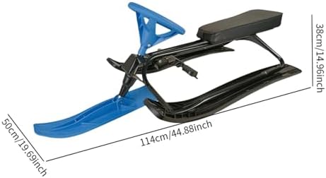 Snow Sled with Steering Wheel Brake Ski Slider Sledge Board Steel and pp Build for Control and Suitable for Kids and Adults Winter