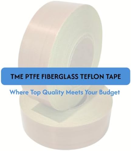 TME PTFE Tape Roll Coated Fiberglass with Yellow Liner, 2 Inch x 99 Feet, Ideal for Heat Sealers & Vertical Form Fill Seal Machines, 5Mil Thickness