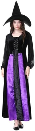 Colorful House Women Wicked Witch Costume Dress with Hat for Halloween