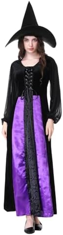 Colorful House Women Wicked Witch Costume Dress with Hat for Halloween