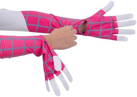 Marvel Spider-Gwen Official Youth Zentai Costume - Hooded Spandex Jumpsuit with Printed Design and Pull On Spandex Mask