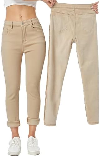 Yehopere Women's Winter Fleece Lined Jeans Slim Fit Warm Skinny High Waist Denim Jean