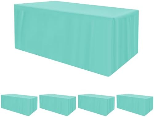 HolidayIdeas 4-Pack 6ft Aqua Rectangle Craft Shows Fitted Tablecloth