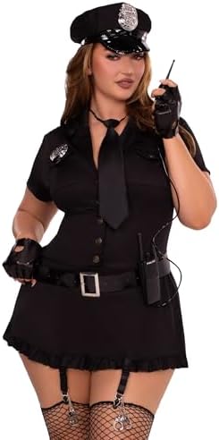 Leg Avenue Women's 6 Pc Dirty Cop Costume With Dress, Hat, Gloves, Belt, Tie, Toy Walkie Talkie