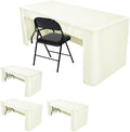 HolidayIdeas 4-Pack 6ft Open Back Fitted Tablecloths for Craft Shows Beige
