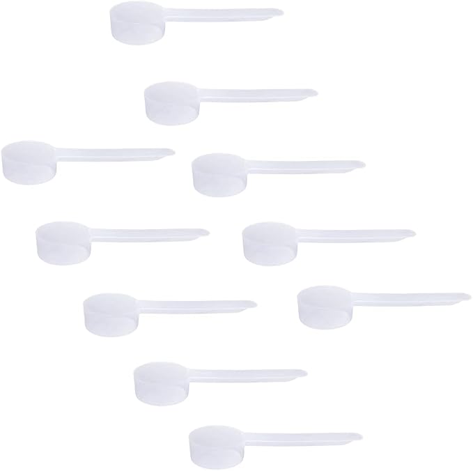 11cc Long Handle Measuring Scoop (2 Teaspoon / 11mL) - Heavy-Duty Plastic Spoon for Powders, Pre-Workout, Supplements, and Spices, 10-Pack