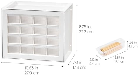 IRIS USA 16-Drawer Small Drawer Organizer, Craft Desk Storage, White