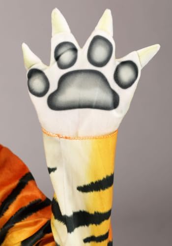 Kid's Realistic Tiger Costume with Headpiece & Tail - Includes Mitts, Shoe Covers, Striped Jumpsuit