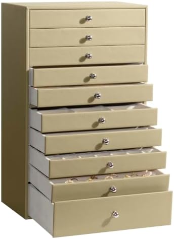 GUKA 10 Layer Jewelry Box with Drawers, Large Jewelry Organizer, Green/10 layer