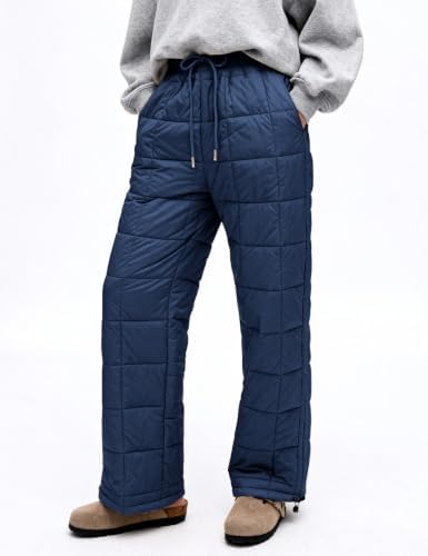 PEHMEA Womens Winter Snow Pants Windproof Warm Wide Leg Ski Casual Trousers