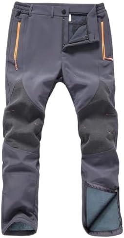 Mens Snow Ski Waterproof Softshell Snowboard Pants Outdoor Hiking Fleece Lined Zipper Bottom Leg