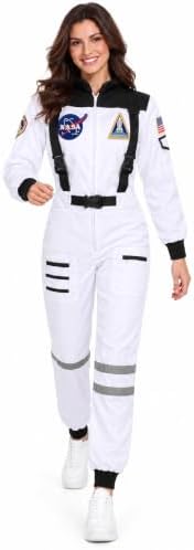 Women's Astronaut Costume, Adult Space Jumpsuit for Halloween