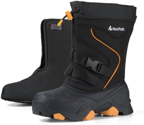 Men's Ice Grip Snow Boots, 3M Insulated Winter Boots Waterproof