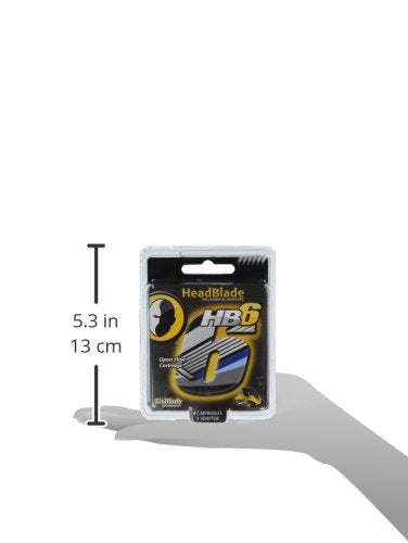HeadBlade Men's HB6 Refill Shaving Razor Blades - 6 Stainless Steel Blades for No Tugging or Pulling, Shave Less, Works for Face, Body, and Scalp (4 Blades) 1 Pack