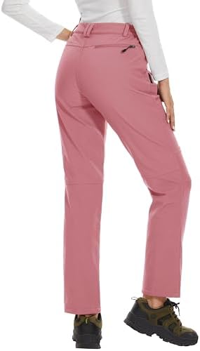 MAGCOMSEN Women's Fleece Lined Waterproof Insulated Snow Ski Pants Winter Warm Hiking Pants Outdoor Softshell