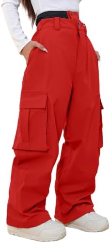 Women's Baggy Snow Snowboard Pants Loose Fit Cargo Ski Pants Bibs Insulated