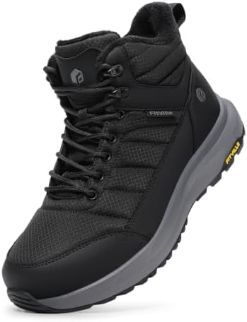 FitVille Men's Winter Boots Extra Wide, Water Resistant with Side Zipper, Non-Slip Warm Insulated Snow Outdoor Boots, Easy On/Off Comfortable